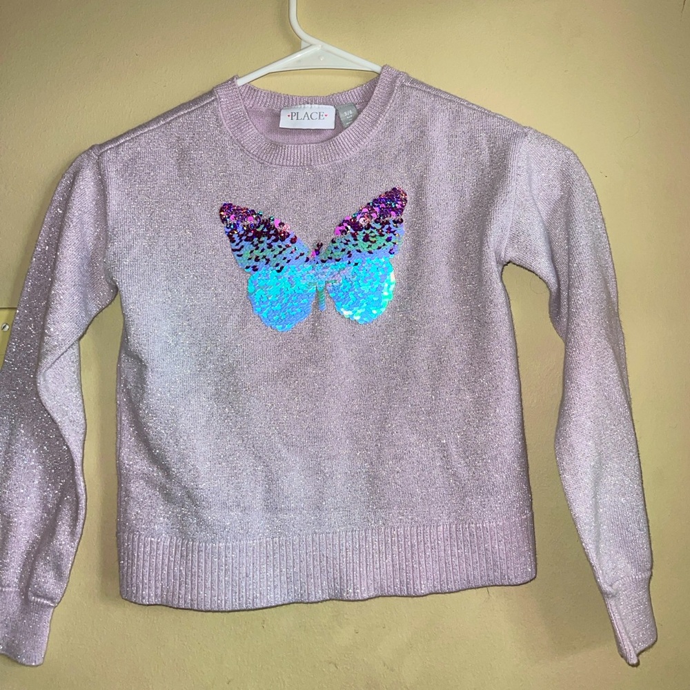 Glitter purple children’s place shirt. Size 5/6. cute light purple long sleeve